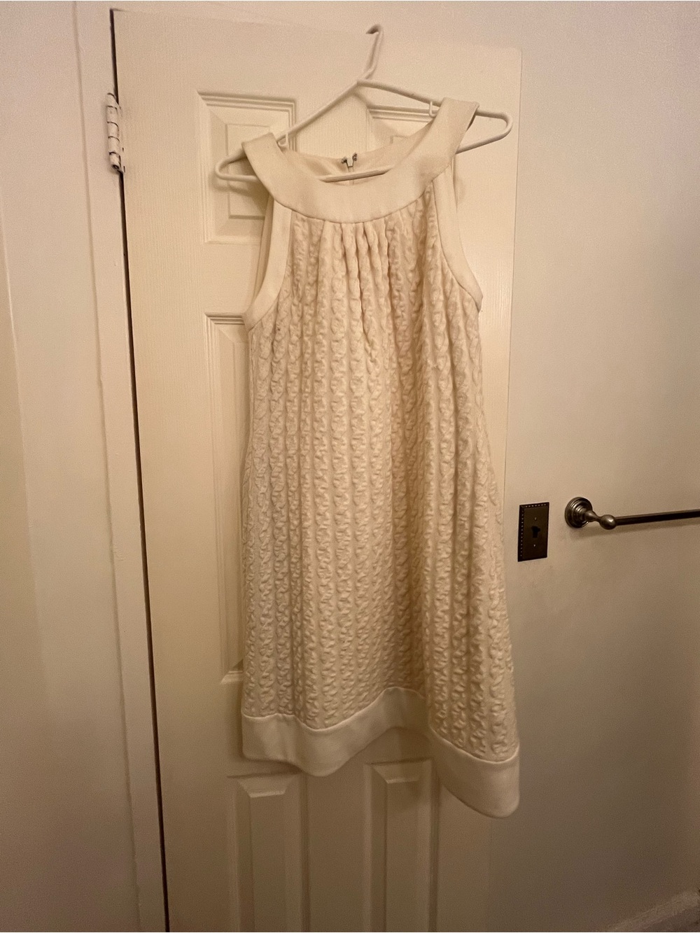 INC International Concepts Cream Textured Sleeveless A-Line Dress